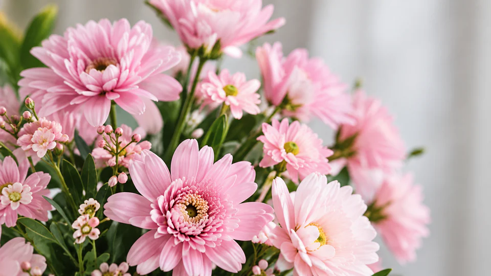 Födelsedagsbukett med säsongens blommor